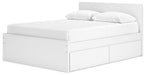 Signature Design White Queen Panel Platform Bed with 2 Side Storage
