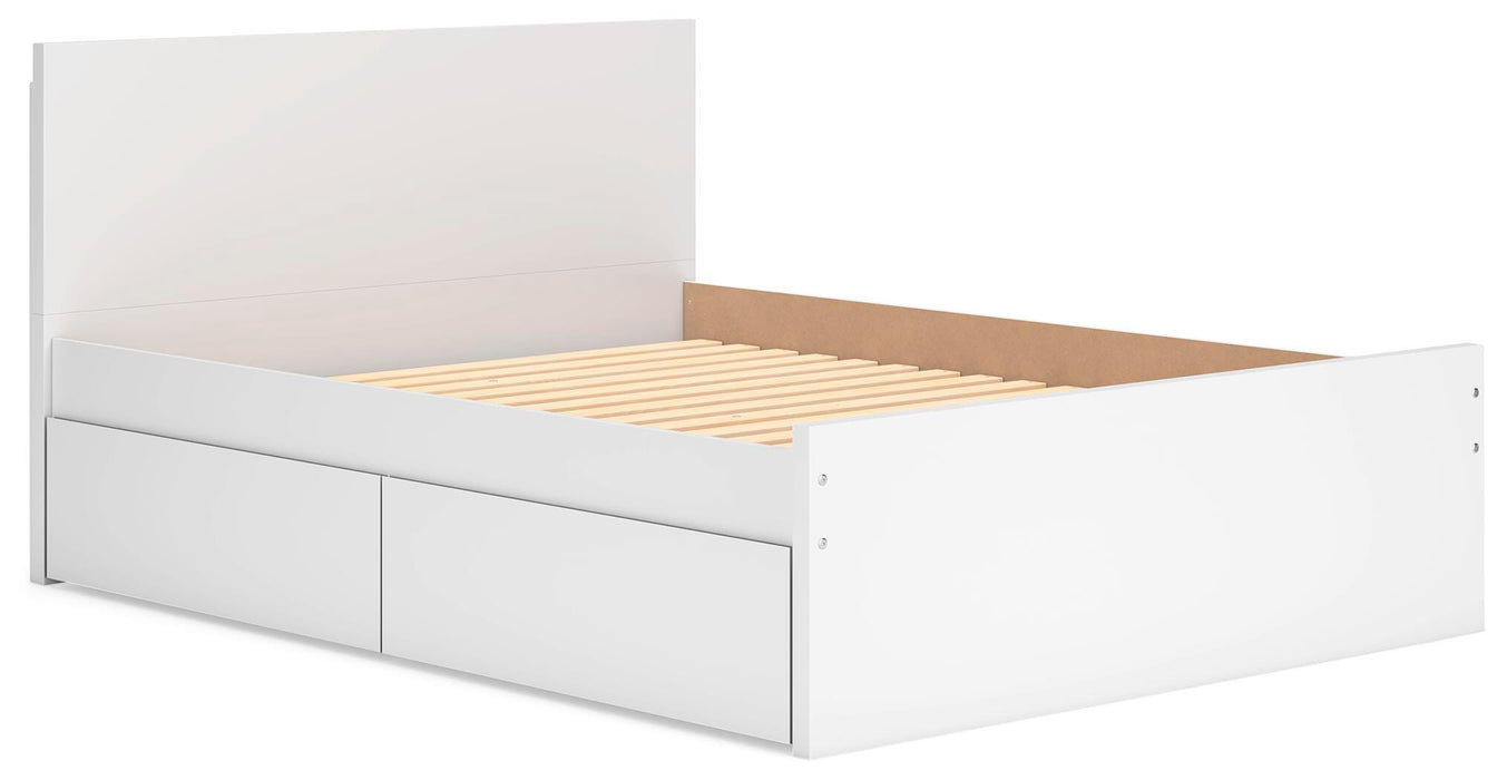 Signature Design White Queen Panel Platform Bed with 2 Side Storage