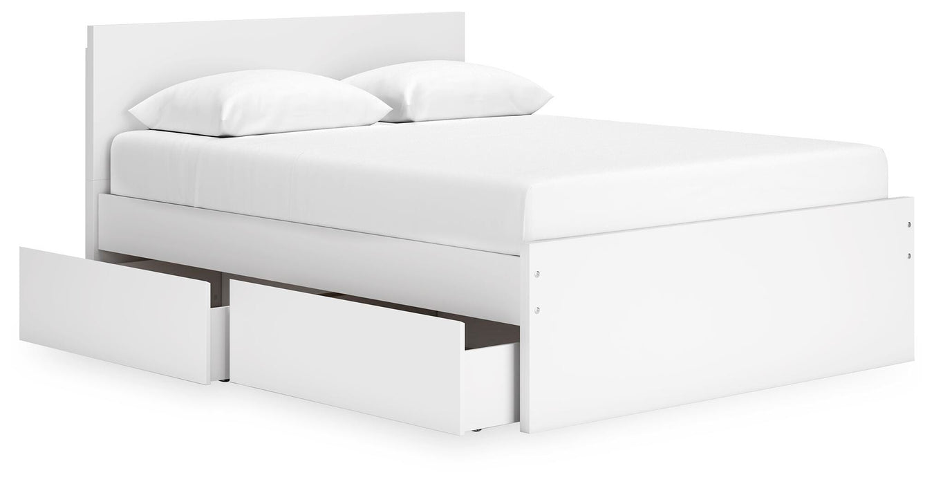Signature Design White Queen Panel Platform Bed with 2 Side Storage
