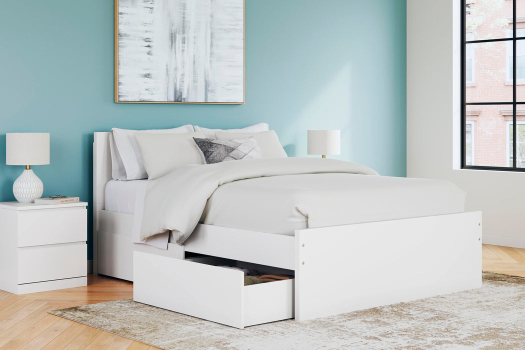 Signature Design White Queen Panel Platform Bed with 2 Side Storage