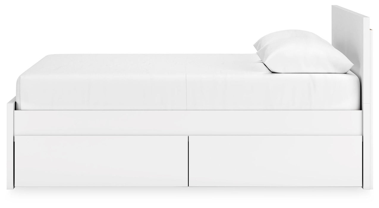 Signature Design White Queen Panel Platform Bed with 2 Side Storage