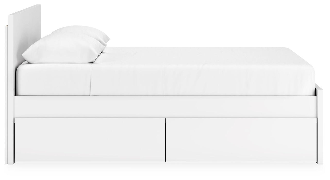 Signature Design White Queen Panel Platform Bed with 2 Side Storage