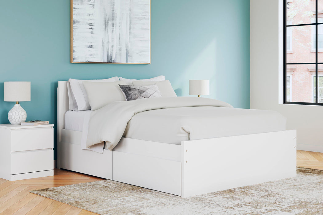 Signature Design White Queen Panel Platform Bed with 2 Side Storage
