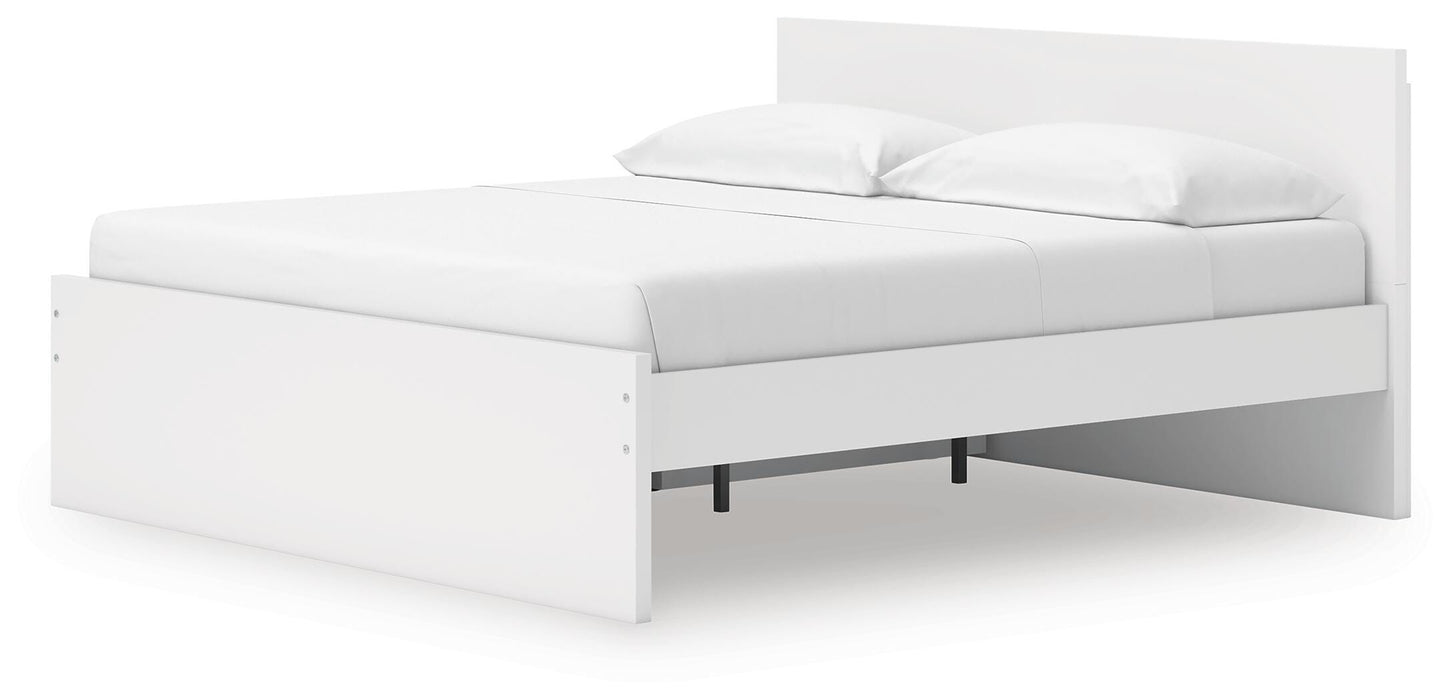 Signature Design White King Panel Platform Bed with Storage