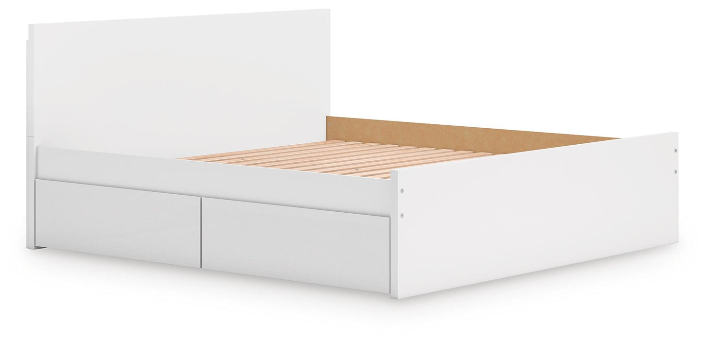 Signature Design White King Panel Platform Bed with Storage