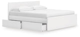 Signature Design White King Panel Platform Bed with Storage