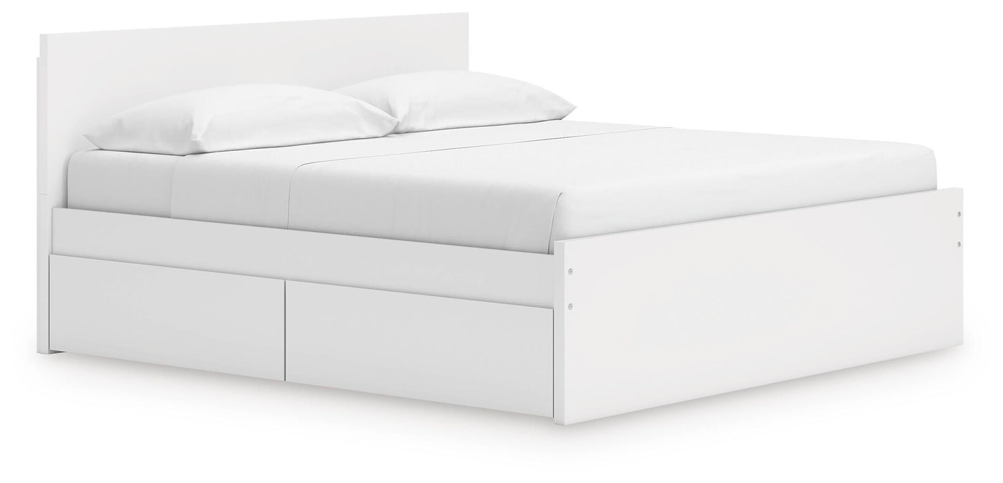 Signature Design White King Panel Platform Bed with Storage