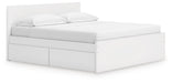 Signature Design White King Panel Platform Bed with Storage