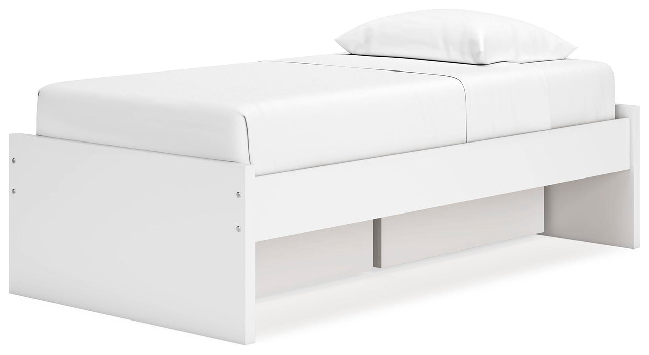 Signature Design White Twin Platform Bed with 1 Side Storage