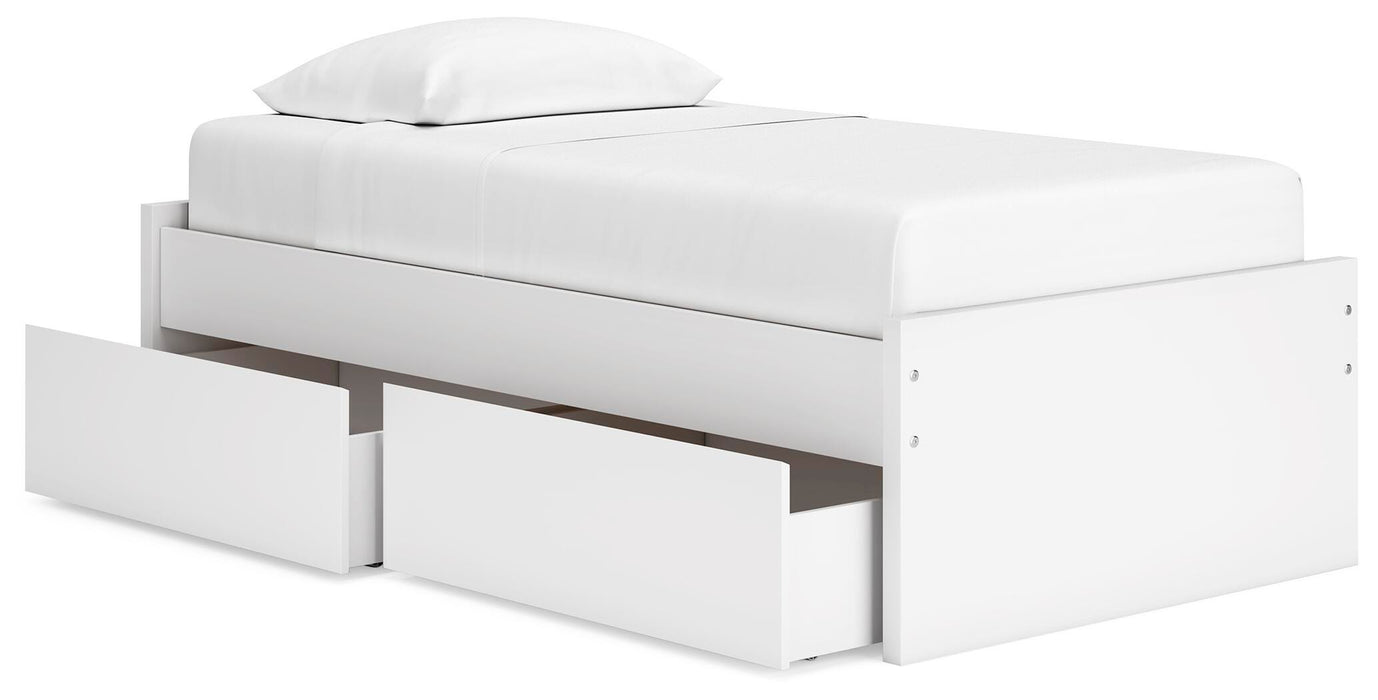 Signature Design White Twin Platform Bed with 1 Side Storage