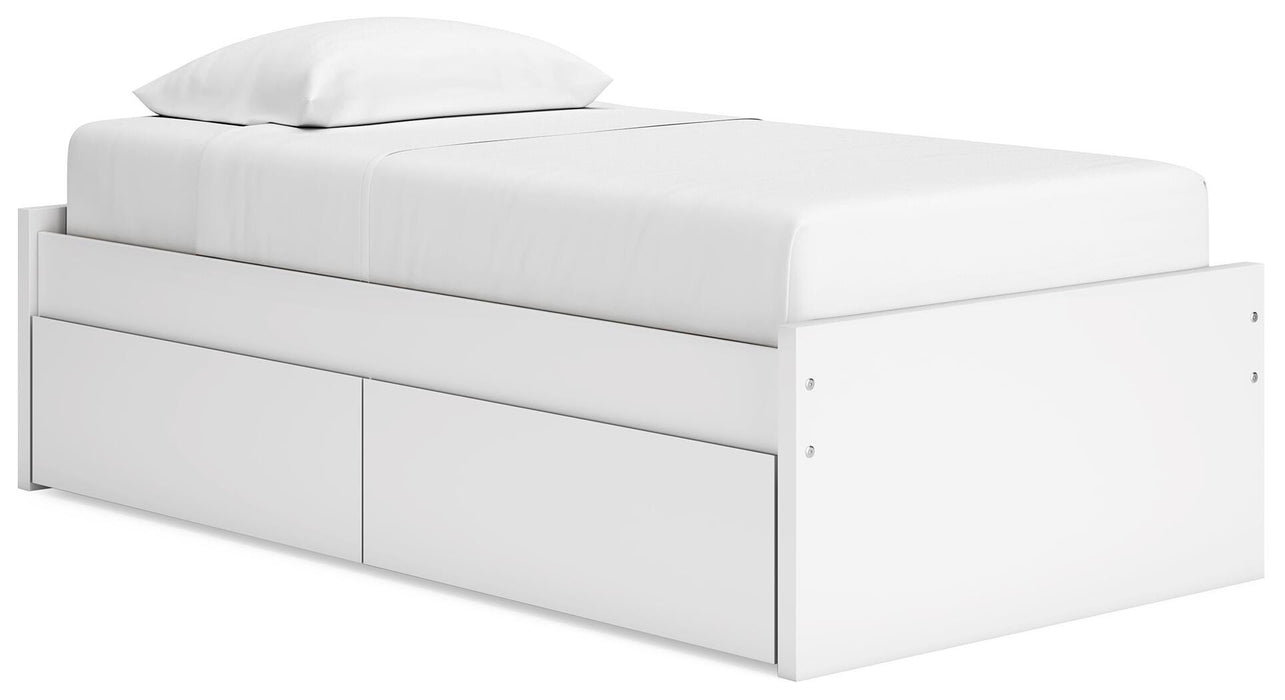 Signature Design White Twin Platform Bed with 1 Side Storage