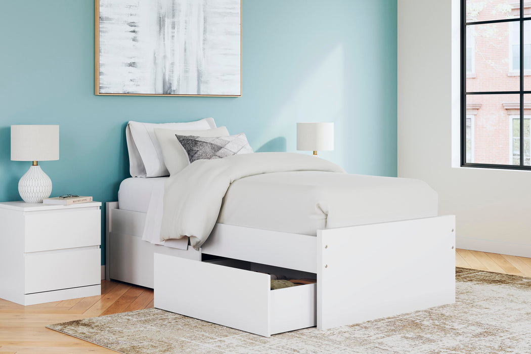 Signature Design White Twin Platform Bed with 1 Side Storage