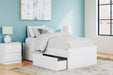 Signature Design White Twin Platform Bed with 1 Side Storage