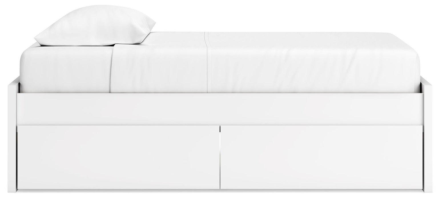 Signature Design White Twin Platform Bed with 1 Side Storage