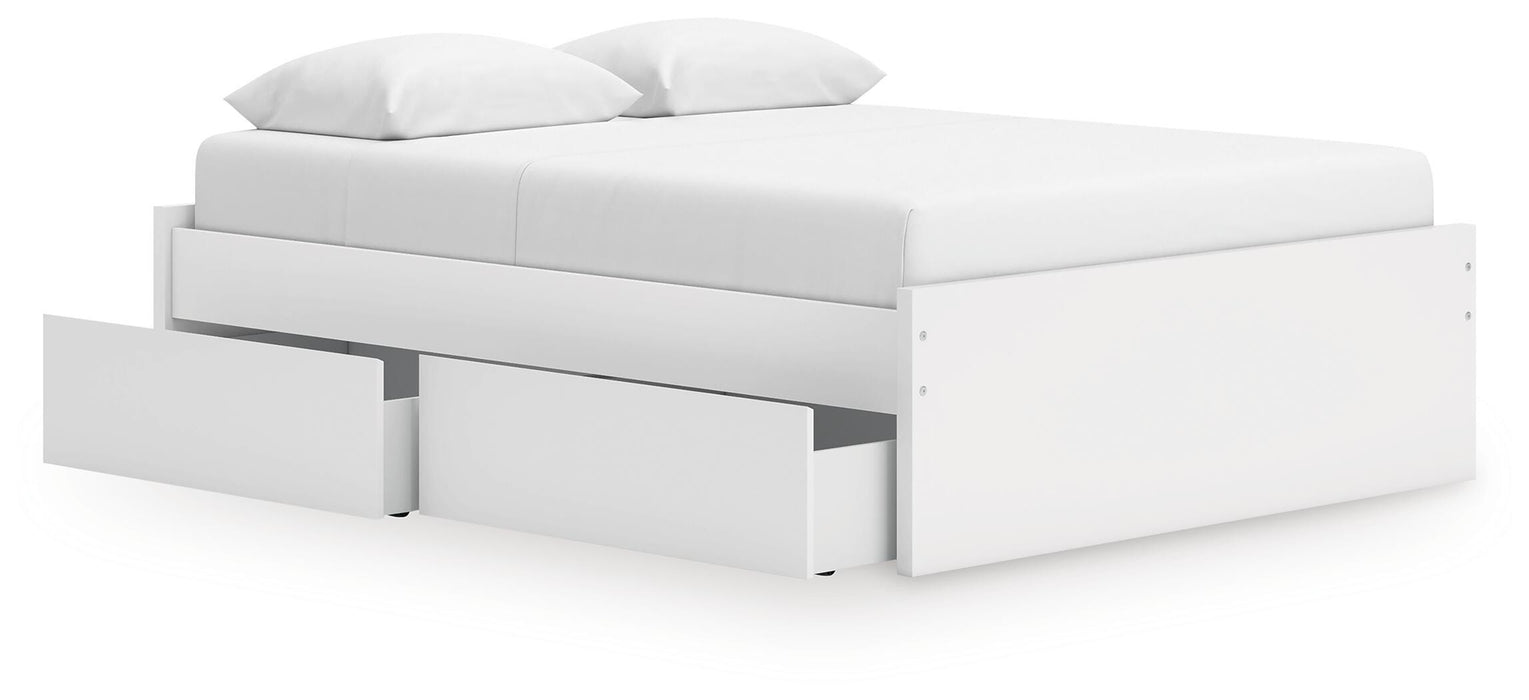 Signature Design White Queen Platform Bed with 1 Side Storage