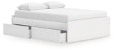 Signature Design White Queen Platform Bed with 1 Side Storage