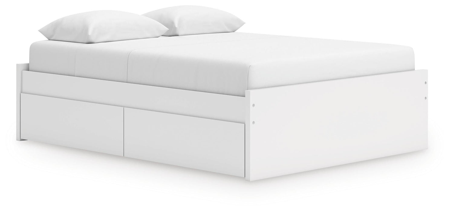 Signature Design White Queen Platform Bed with 1 Side Storage