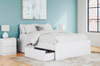 Signature Design White Queen Platform Bed with 1 Side Storage