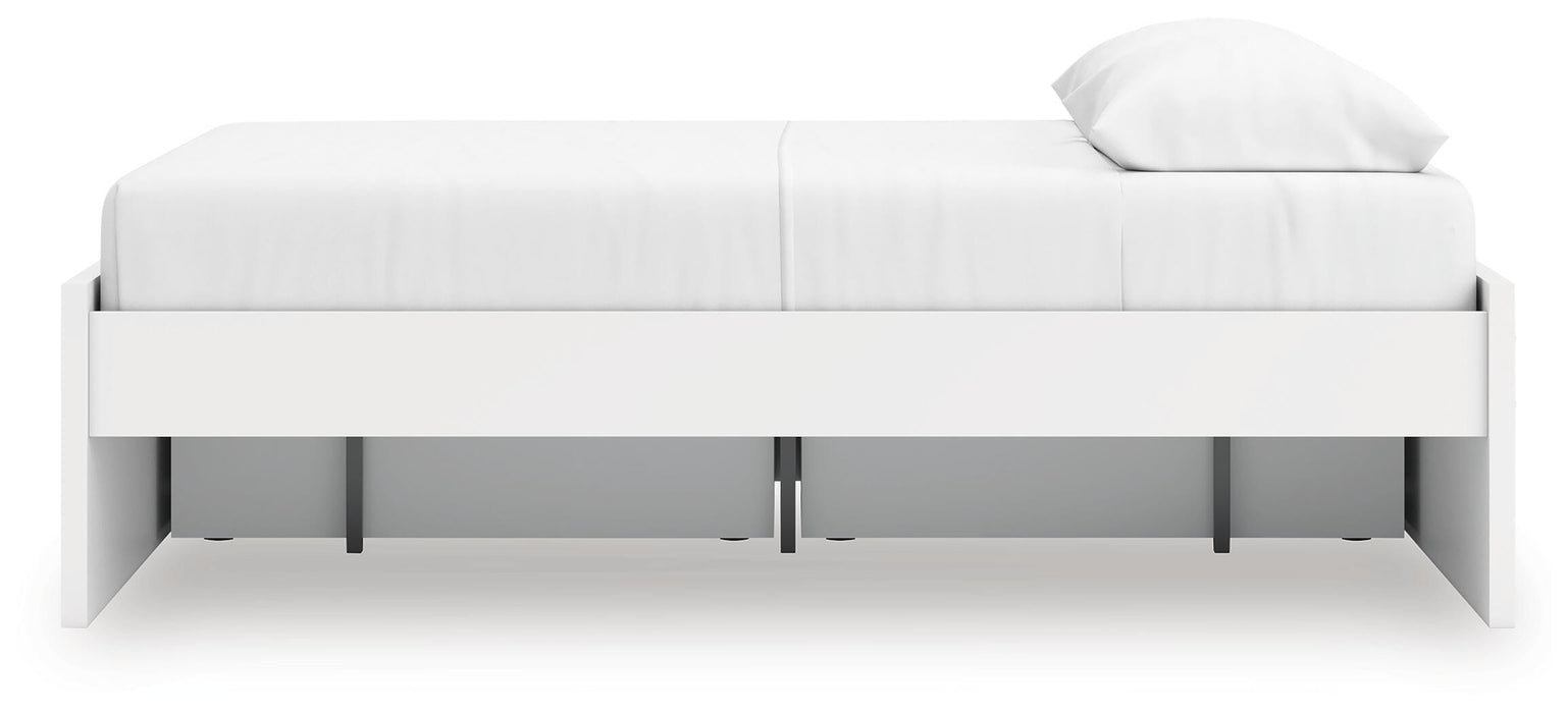 Signature Design White Queen Platform Bed with 1 Side Storage