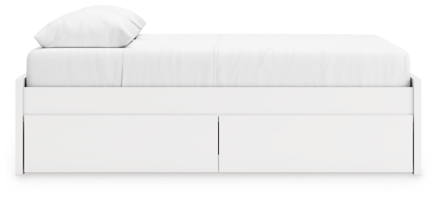 Signature Design White Queen Platform Bed with 1 Side Storage