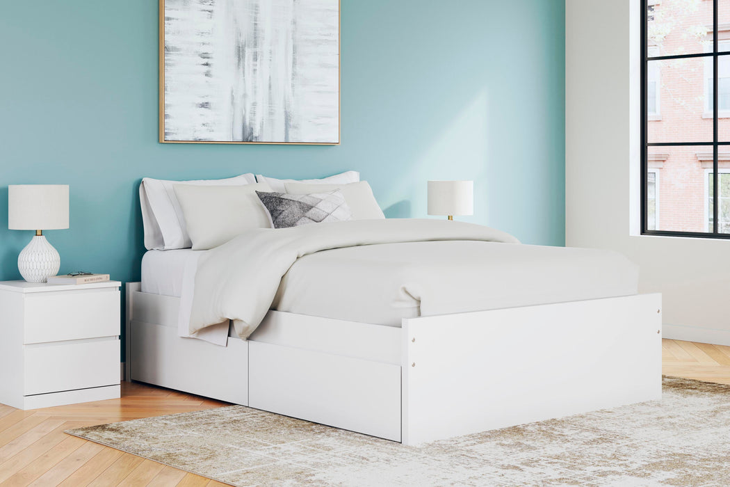 Signature Design White Queen Platform Bed with 2 Side Storage