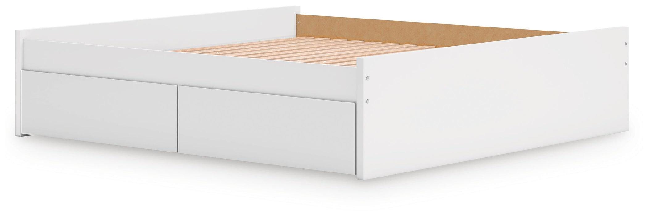Signature Design White King Platform Bed with 1 Side Storage