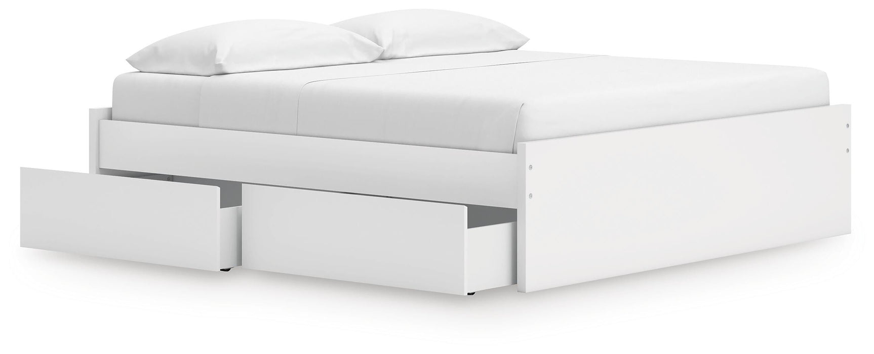 Signature Design White King Platform Bed with 1 Side Storage