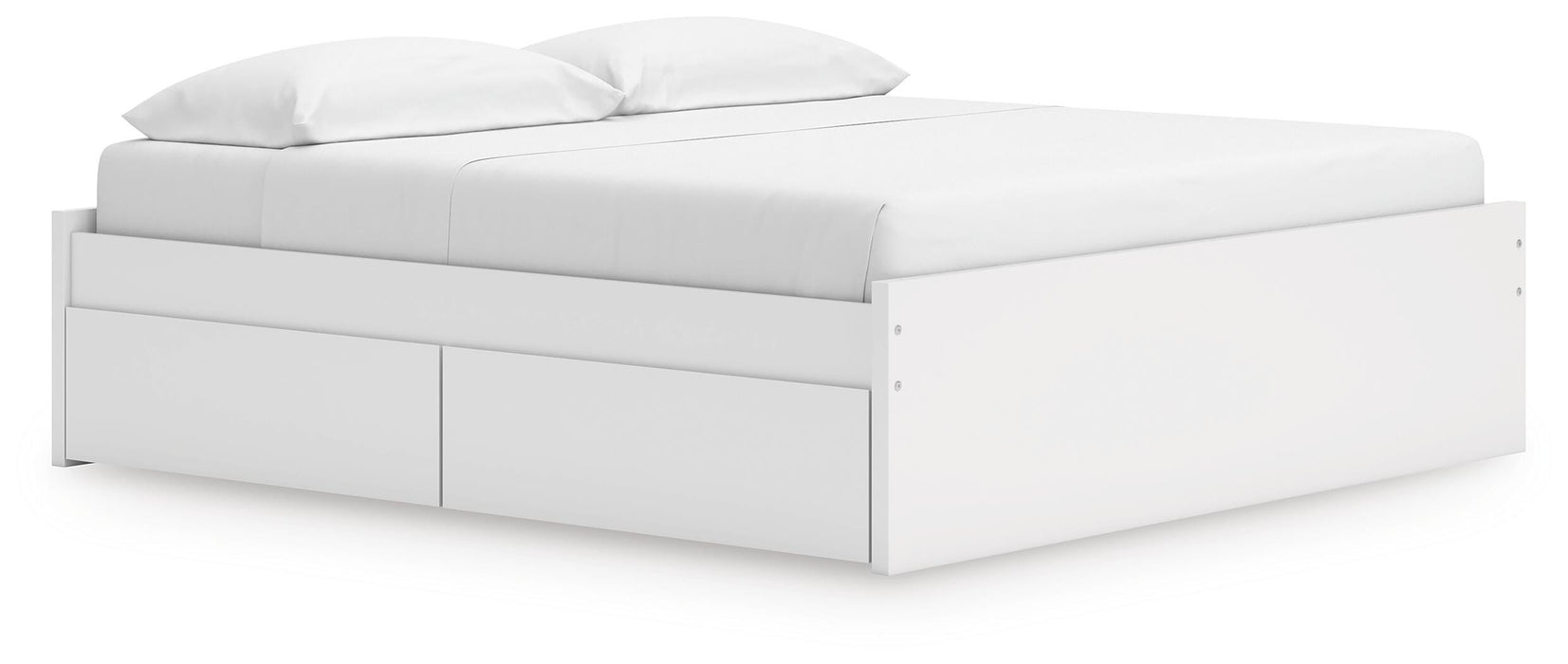 Signature Design White King Platform Bed with 1 Side Storage