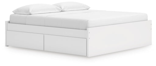 Signature Design White King Platform Bed with 1 Side Storage