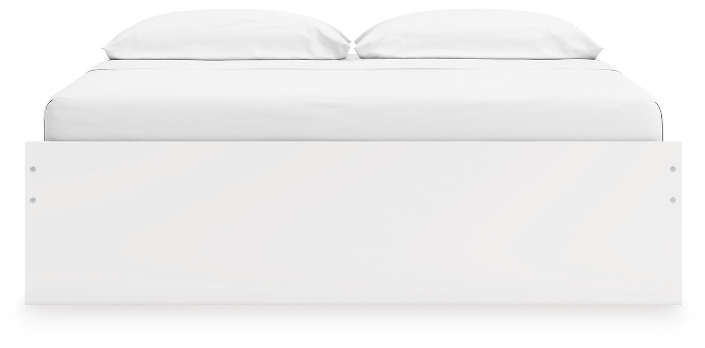Signature Design White King Platform Bed with 1 Side Storage