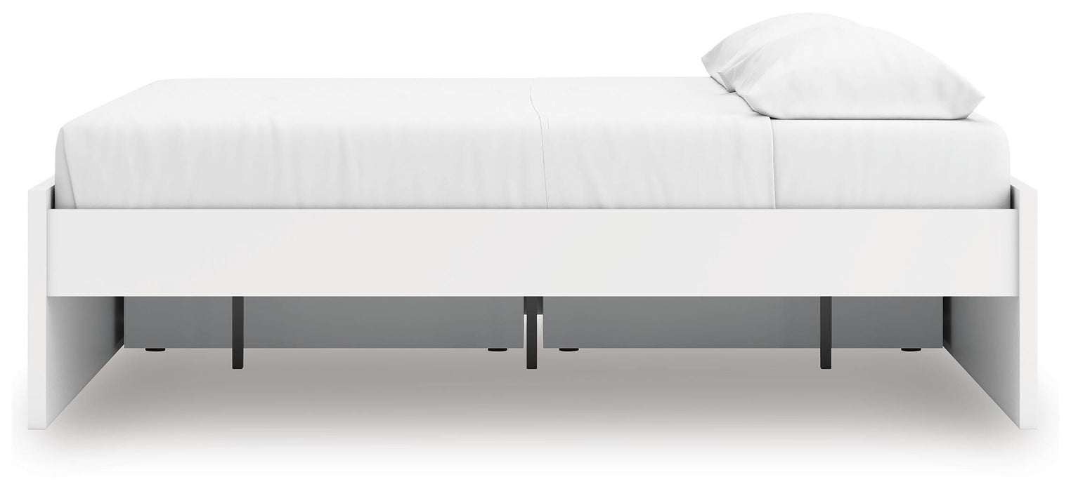 Signature Design White King Platform Bed with 1 Side Storage