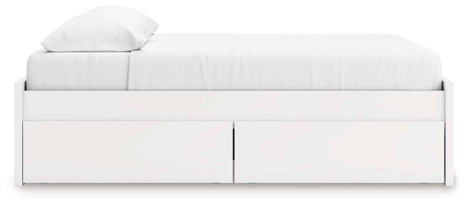 Signature Design White King Platform Bed with 1 Side Storage