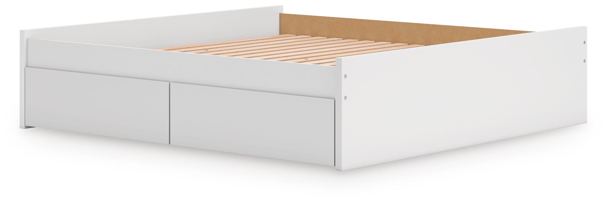 Signature Design White King Platform Bed with 2 Side Storage