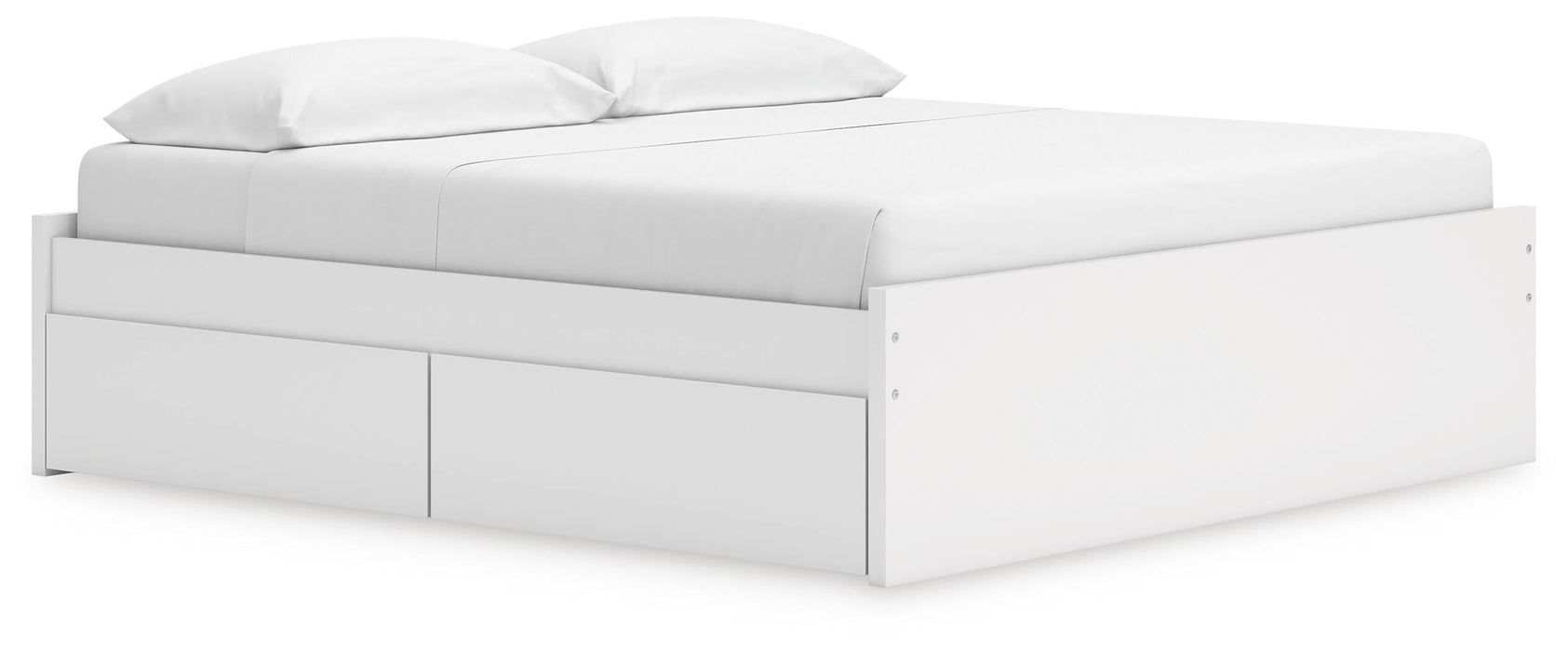 Signature Design White King Platform Bed with 2 Side Storage