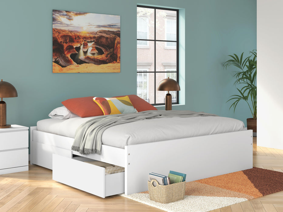 Signature Design White King Platform Bed with 2 Side Storage