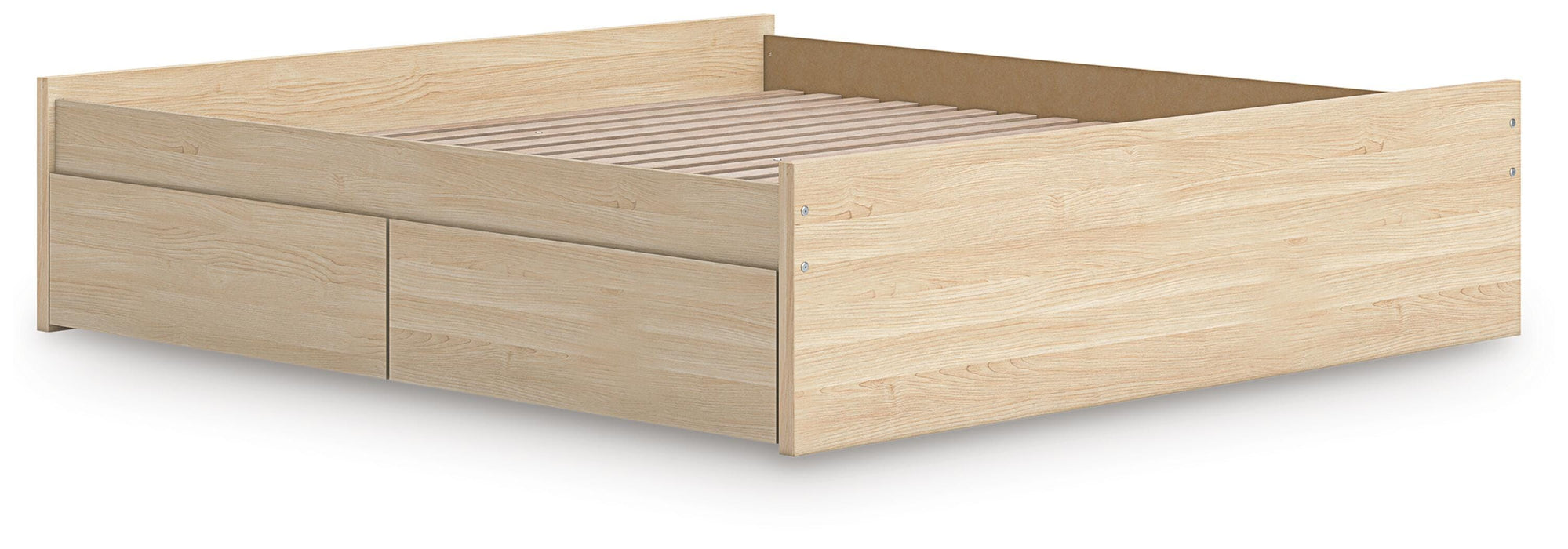 Signature Design Natural King Platform Bed with 1 Side Storage