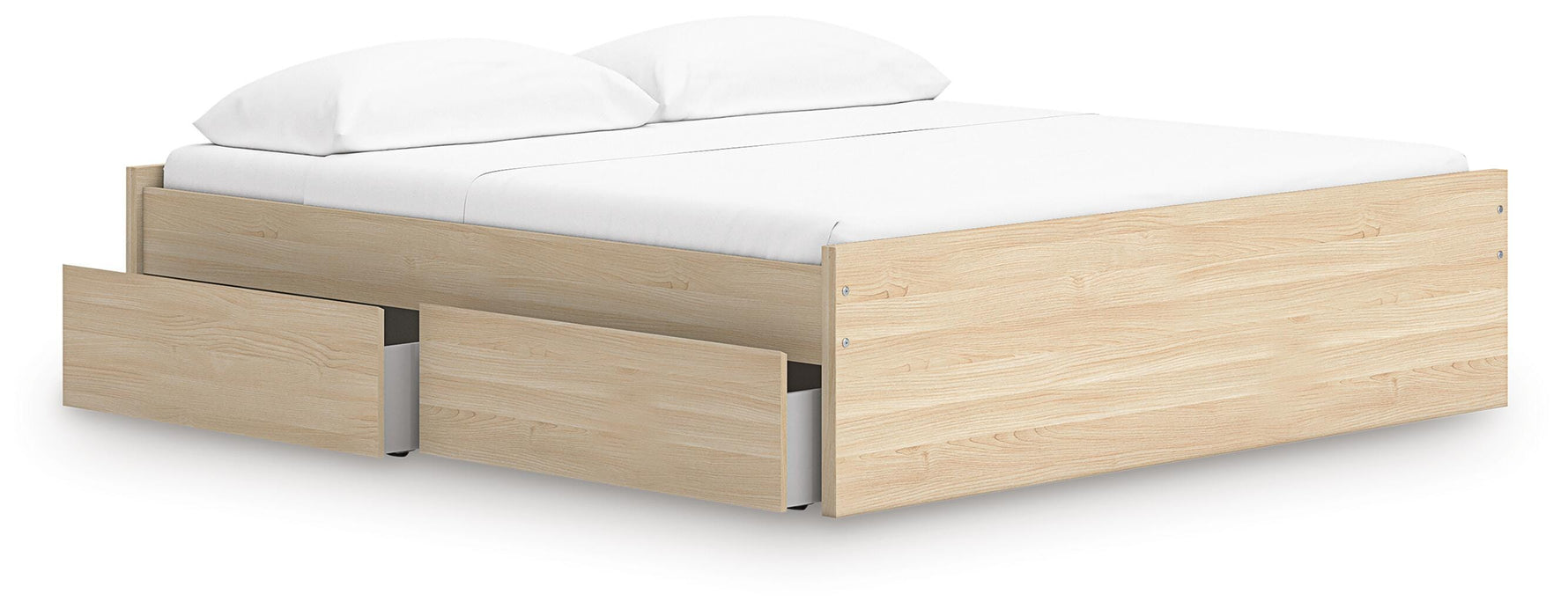 Signature Design Natural King Platform Bed with 1 Side Storage