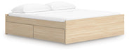 Signature Design Natural King Platform Bed with 1 Side Storage
