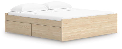 Signature Design Natural King Platform Bed with 1 Side Storage