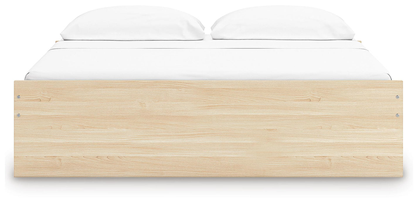 Signature Design Natural King Platform Bed with 1 Side Storage