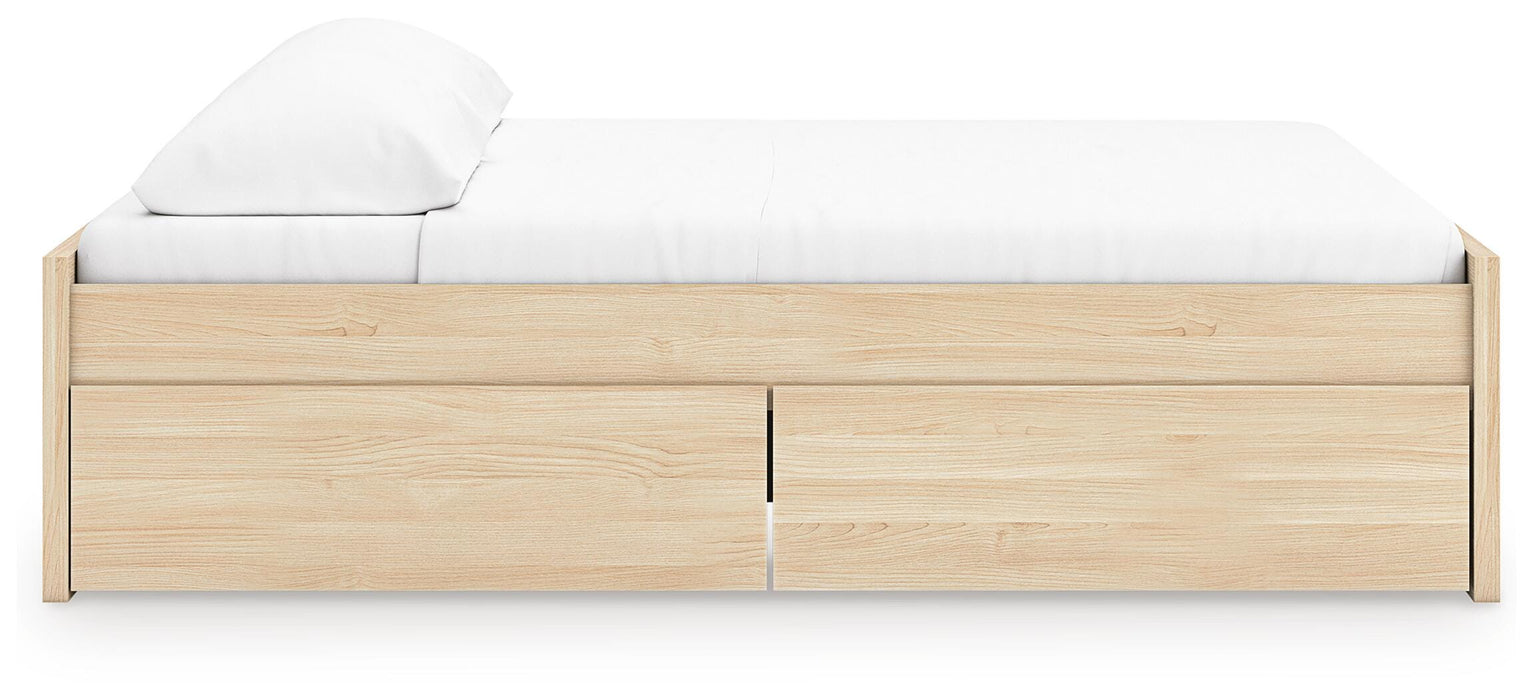 Signature Design Natural King Platform Bed with 1 Side Storage