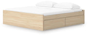 Signature Design Natural King Platform Bed with 2 Side Storage