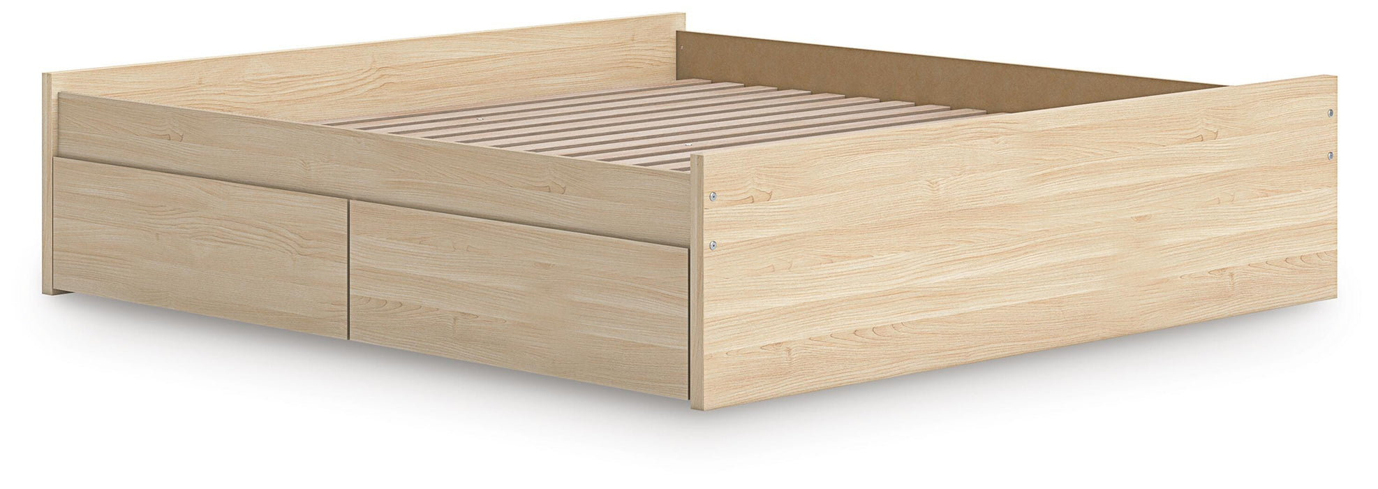 Signature Design Natural King Platform Bed with 2 Side Storage