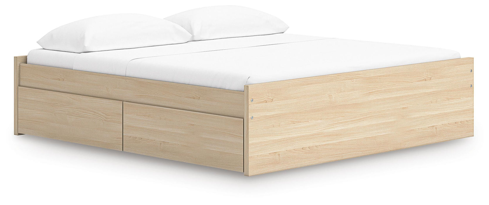 Signature Design Natural King Platform Bed with 2 Side Storage
