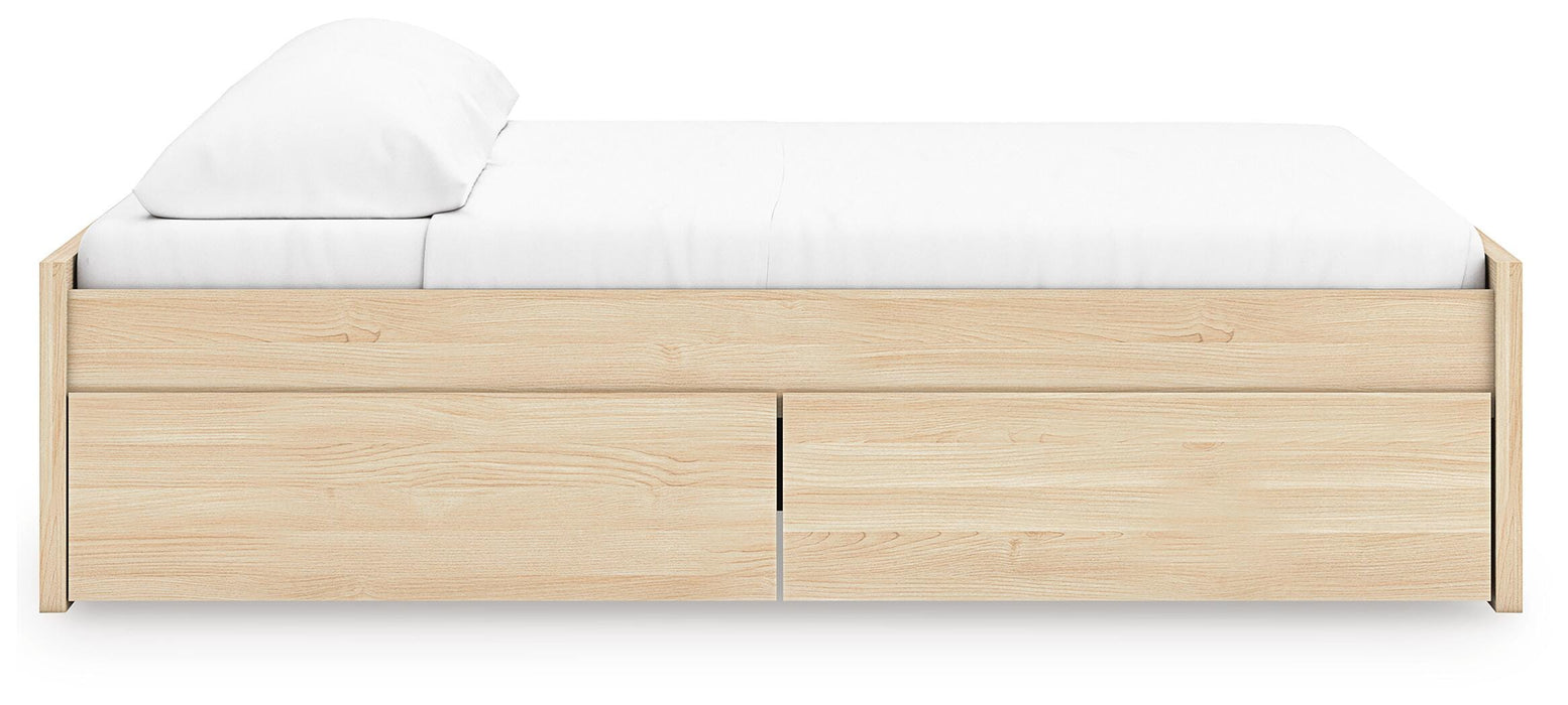 Signature Design Natural King Platform Bed with 2 Side Storage