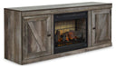 Signature Design Gray TV Stand with Electric Fireplace