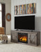 Signature Design Gray TV Stand with Electric Fireplace
