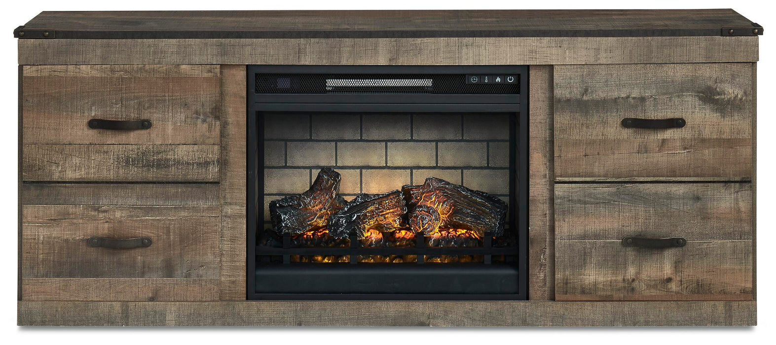 Signature Design Brown TV Stand with Electric Fireplace