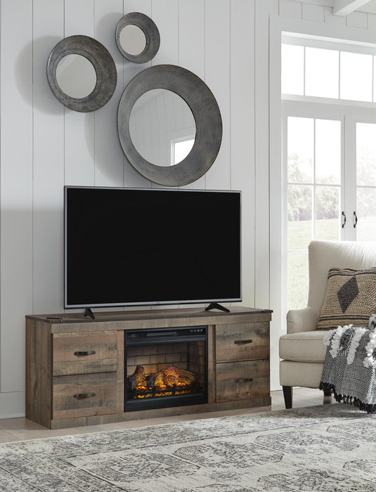Signature Design Brown TV Stand with Electric Fireplace