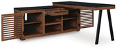 Signature Design Warm Brown/Black Credenza with Desk Return